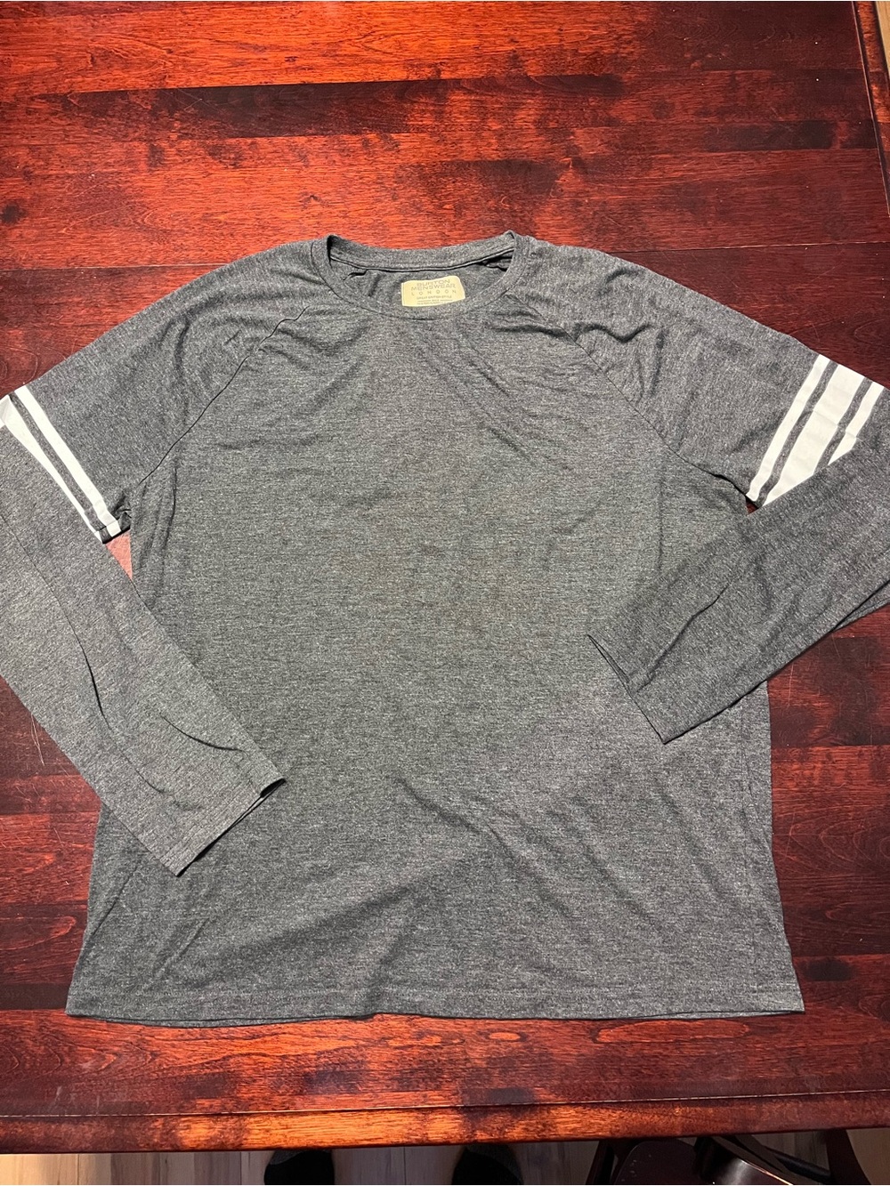 Burton Gray Long Sleeve Tee with White Sleeve Stripes